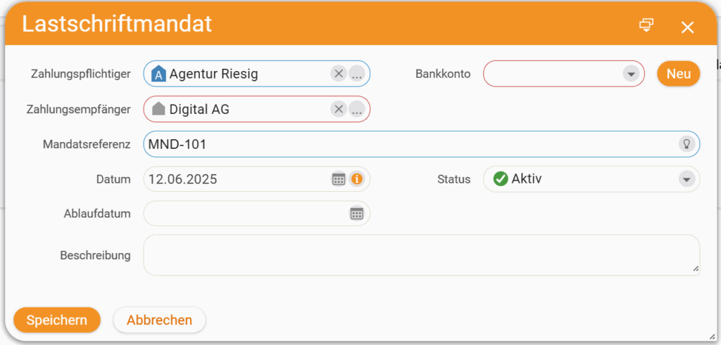 SEPA Lastschriftmandate in teamspace