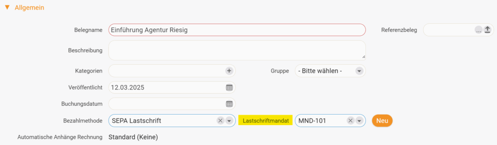 SEPA-Lastschrift einrichten