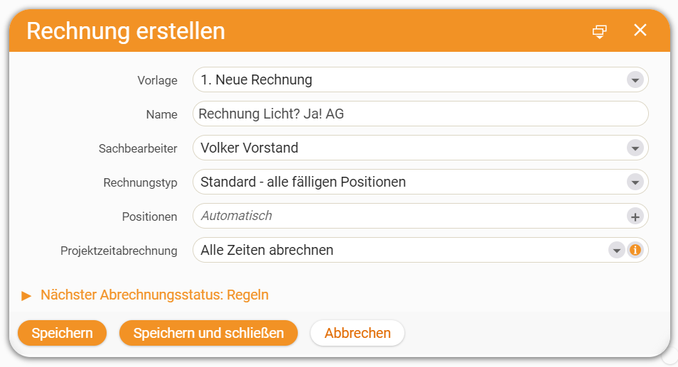 Auftrag abrechnen | Rechnung erstellen | teamspace