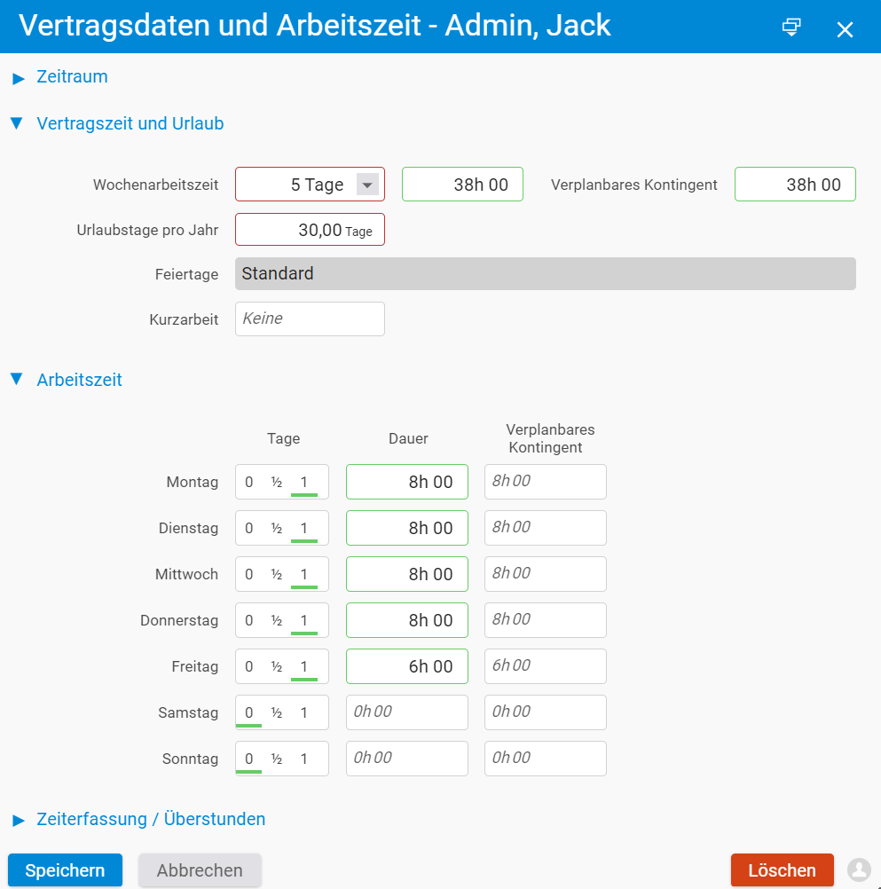 Arbeitszeit Dialog neu